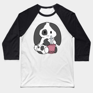 Spotted Black Bunny Strawberry Bubble Tea Baseball T-Shirt